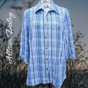 Allison Daley 💙 Blue & white checkered blouse